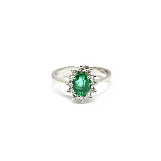 Anello con Smeraldo CT 0.75 e Diamanti CT 0.25
