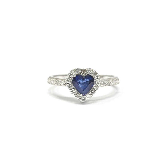 Anello con Diamanti CT 0.45  e Zaffiro Cuore CT 0.79