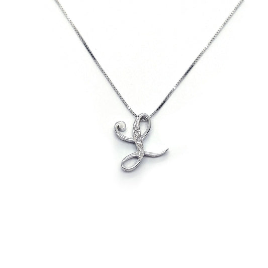 Pendente Lettera L con Diamanti CT 0.04