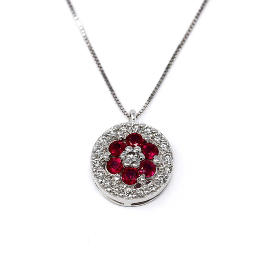 Pendente con Rubini CT 0.30 e Diamanti CT 0.17