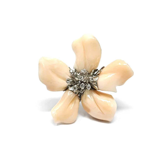 Pendente di Corallo Rosa Mediterraneo e Diamanti