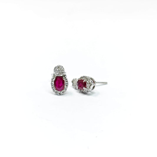 Orecchini con Diamanti CT 0.32 e Rubini CT 1.06