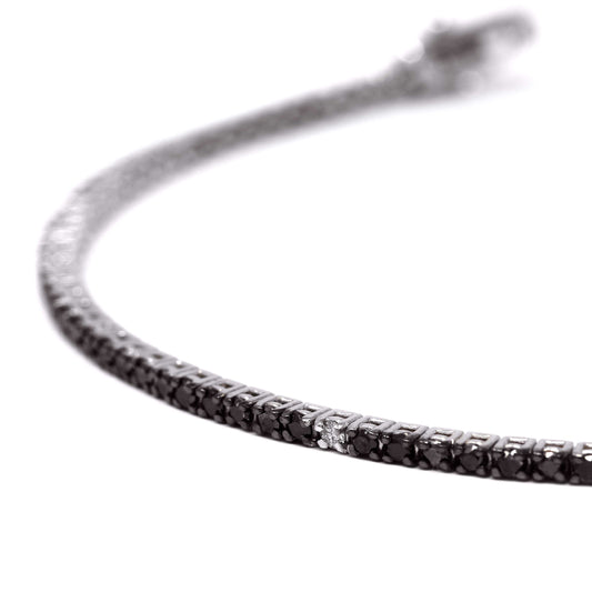 Bracciale Tennis con Diamanti Neri CT 1.65 e Bianchi CT 0.07