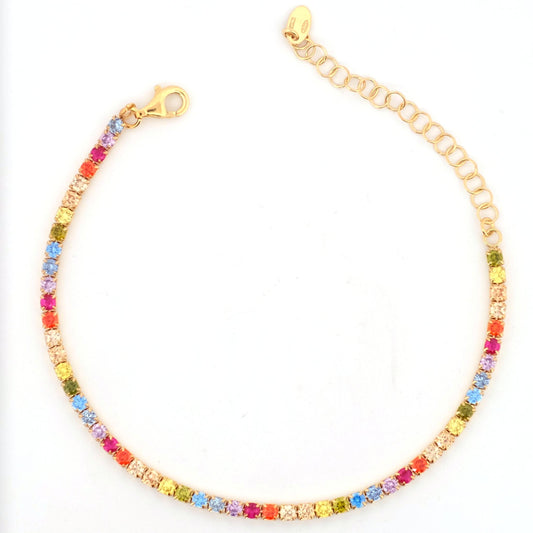 Bracciale Tennis con Zirconi da mm 2 Rainbow cm 16+4