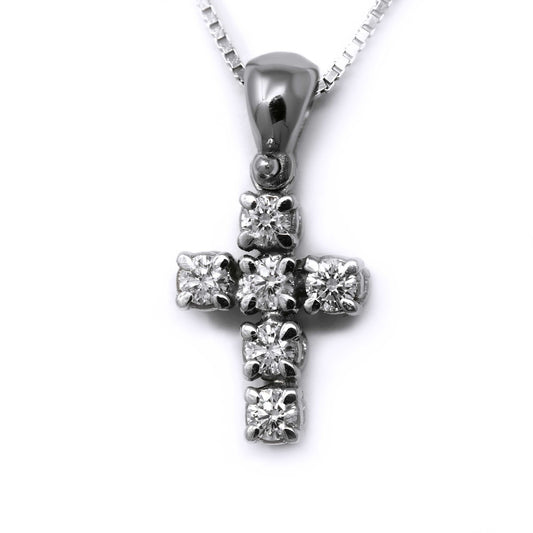 Pendente Croce 4 Griffe con Diamanti CT 0.21