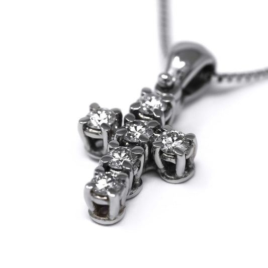 Pendente Croce 4 Griffe con Diamanti CT 0.21