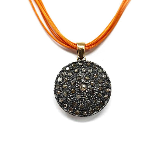 Pendente Stile Antico in Oro 14kt con 47 Diamanti CT 1.18