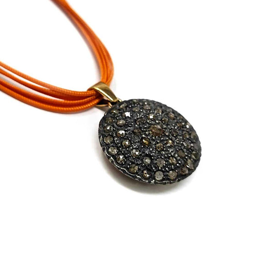 Pendente Stile Antico in Oro 14kt con 47 Diamanti CT 1.18