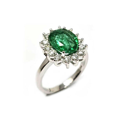 Anello con Smeraldo Certificato CT 2.13 e Diamanti CT 0.56