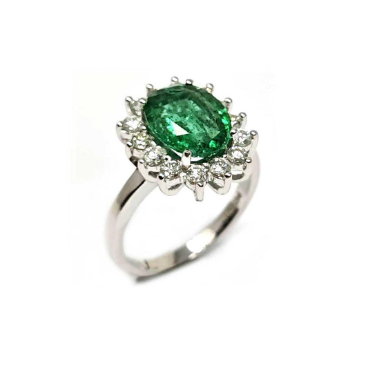 Anello con Smeraldo Certificato CT 2.13 e Diamanti CT 0.56