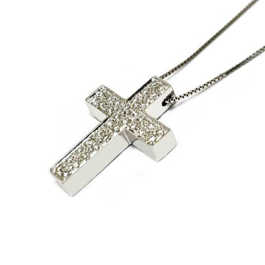 Pendente Croce Mattone con 34 Diamanti CT 0.44