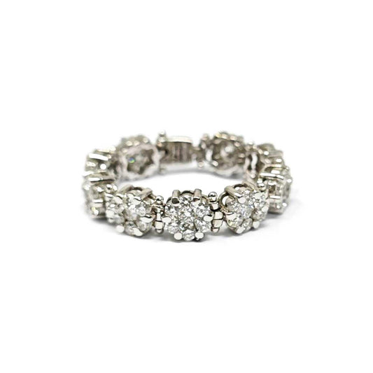 Anello Riviera Rosetta con 63 Diamanti CT. 1.85