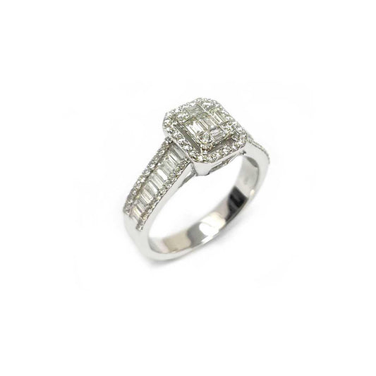 Anello Quadrato con Diamanti CT 0.85