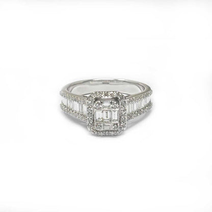 Anello Quadrato con Diamanti CT 0.85