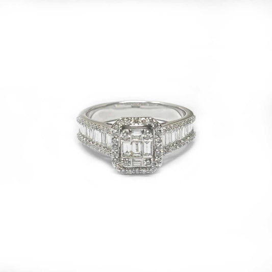Anello Quadrato con Diamanti CT 0.85