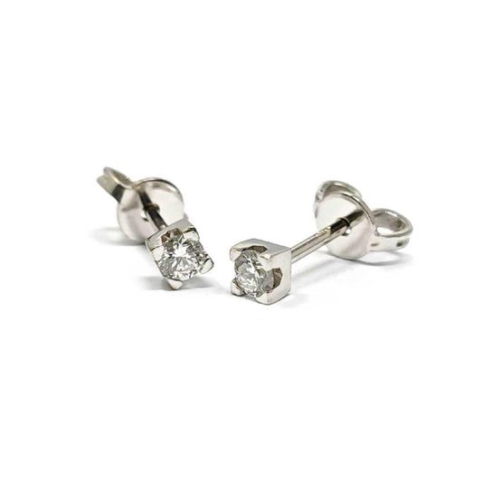 Orecchini a Bottone con Diamanti Bianchi CT 0.20