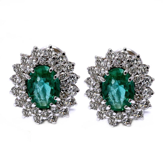 Orecchini con Smeraldi CT 1.93 e diamanti bianchi CT 1.54