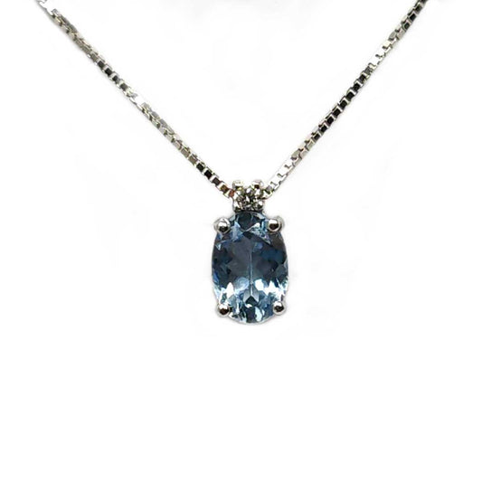 Pendente con Acquamarina CT 0.45 e Diamante CT 0.02