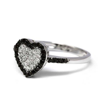Anello con Diamanti Bianchi CT 0.15 e Neri CT 0.24