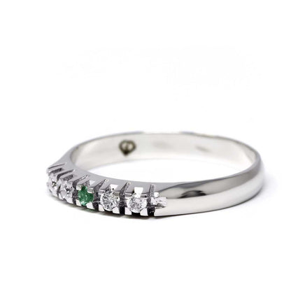 Anello Veretta 5 Pietre con Smeraldo CT 0.03 e Diamanti CT 0.12