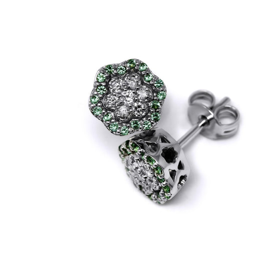Orecchini Margherita 36 Smeraldi CT 0.18 e 14 Diamanti CT 0.20