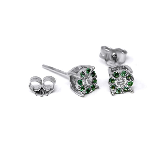 Orecchini Linea Fiore CT 0.12 e Smeraldi CT 0.06