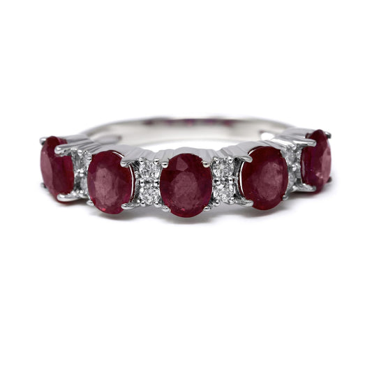 Anello Veretta con Rubini CT 2.44 e Diamanti CT 0.16