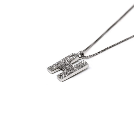 Pendente Lettera H con Diamanti CT 0.13