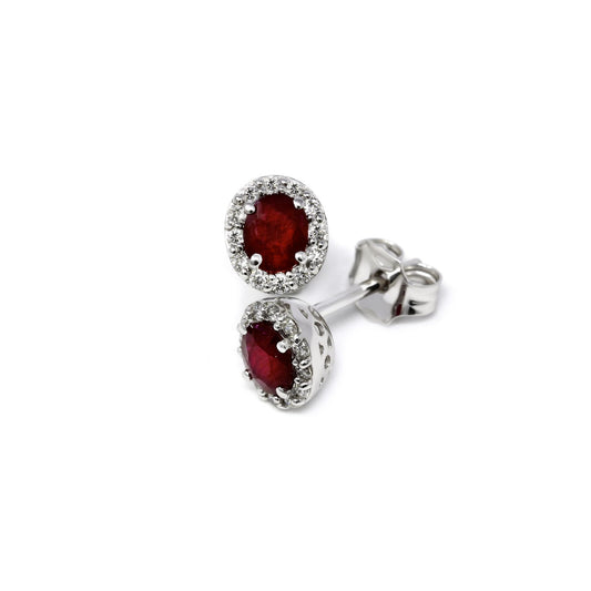 Orecchini con Diamanti CT 0.24 e Rubino CT 0.90