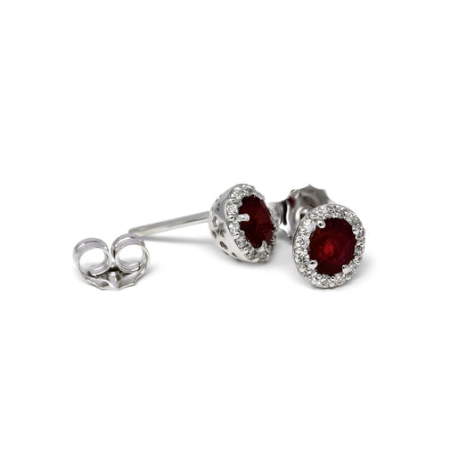 Orecchini con Diamanti CT 0.24 e Rubino CT 0.90