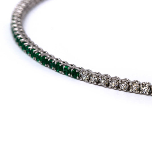 Bracciale Tennis con Smeraldi CT 0.90 e Diamanti Bianchi CT 1.10