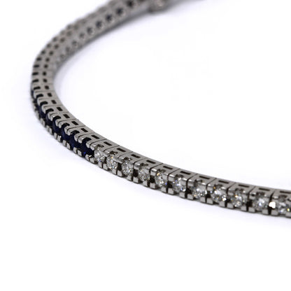 Bracciale tennis con Zaffiri CT 1.16 laterali e Diamanti CT 0.54
