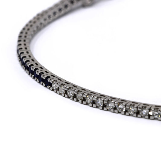 Bracciale tennis con Zaffiri CT 1.16 laterali e Diamanti CT 0.54