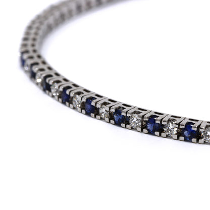 Bracciale Tennis con Zaffiri CT 1.60 e Diamanti CT 1.19 Alternati