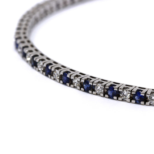 Bracciale Tennis con Zaffiri CT 1.60 e Diamanti CT 1.19 Alternati