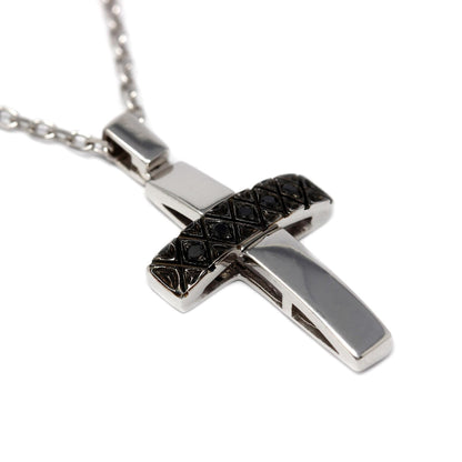 Pendente Croce con Diamanti Neri CT 0.05