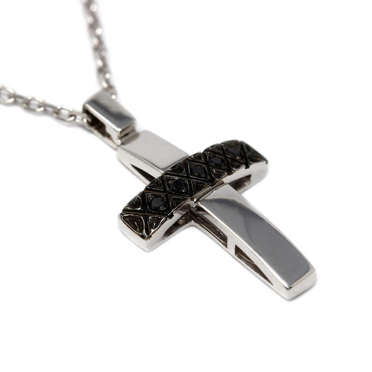 Pendente Croce con Diamanti Neri CT 0.05
