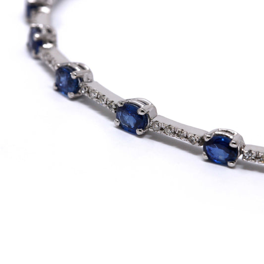 Bracciale Tennis con Diamanti bianchi CT 0.40 e Zaffiri ovali CT 4.00