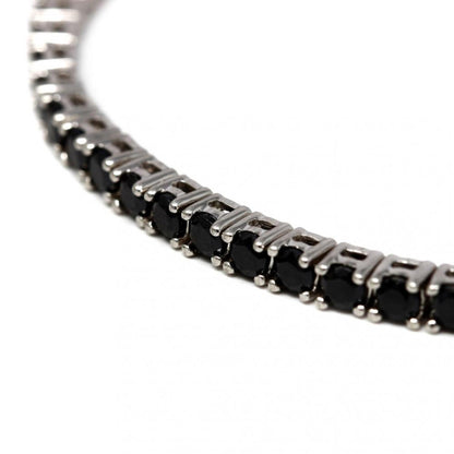 Bracciale Tennis in Argento con Zirconi Neri 2.5 mm cm 17