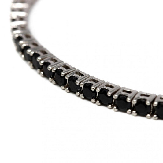 Bracciale Tennis in Argento con Zirconi Neri 2.5 mm cm 17