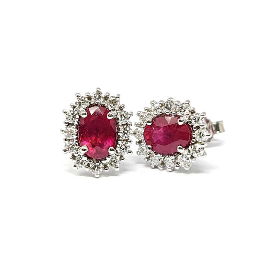 Orecchini con Diamanti CT 0.70 e Rubini CT 2.10