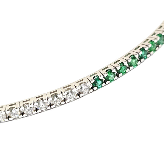 Bracciale Tennis con Diamanti Bianchi CT 1.76 e Smeraldi CT 0.88