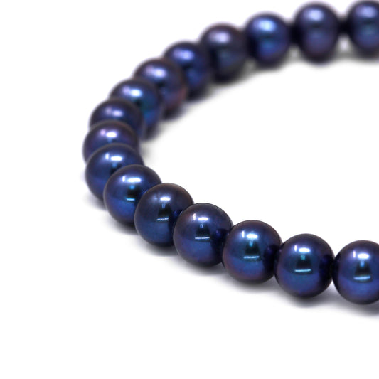 Bracciale Elastico con Perle blu di Acqua Dolce