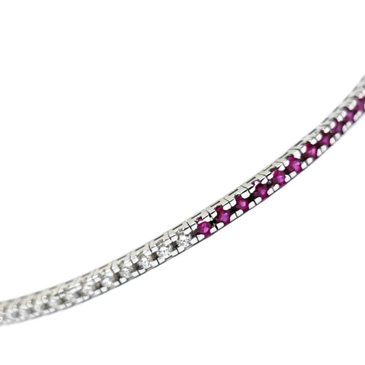 Bracciale Tennis con Diamanti Bianchi e centrali con Rubini