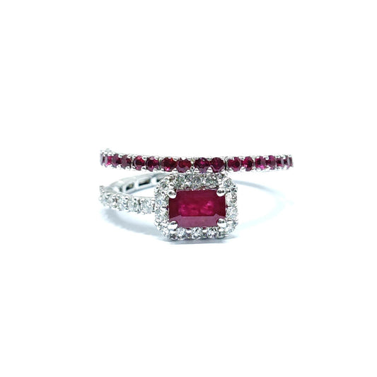 Anello Molla con Rubini CT 1.15 e Diamanti CT 0.35