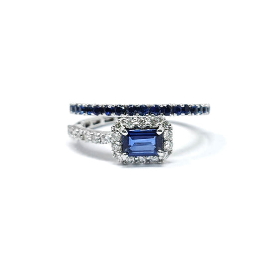 Anello Molla con Zaffiri CT 1.15 e Diamanti CT 0.35