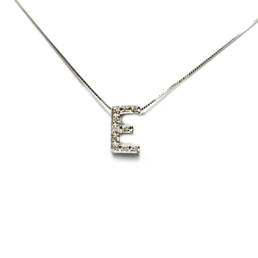 Pendente Lettera E con Diamanti CT 0.04