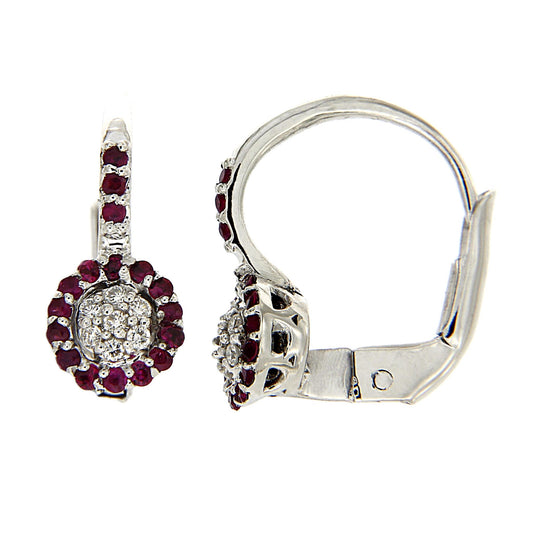 Orecchini con Diamanti Bianchi CT 0.08 e Rubini CT 0.22
