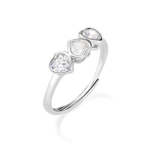 Anello Regolabile Tre Cuori Bianchi Ref. AN3CUBBZ3