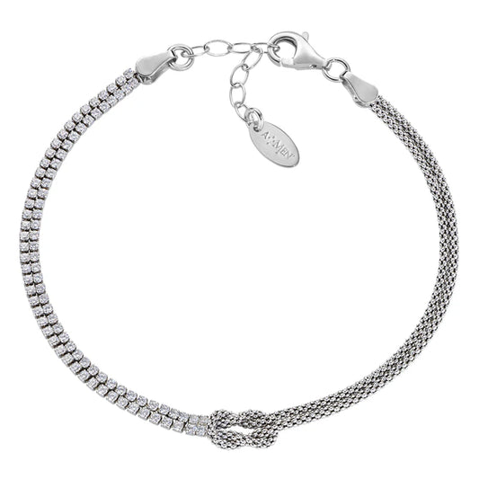 Bracciale Nodo d'Amore con Zirconi Bianchi Ref. BRNOAMBBZ16